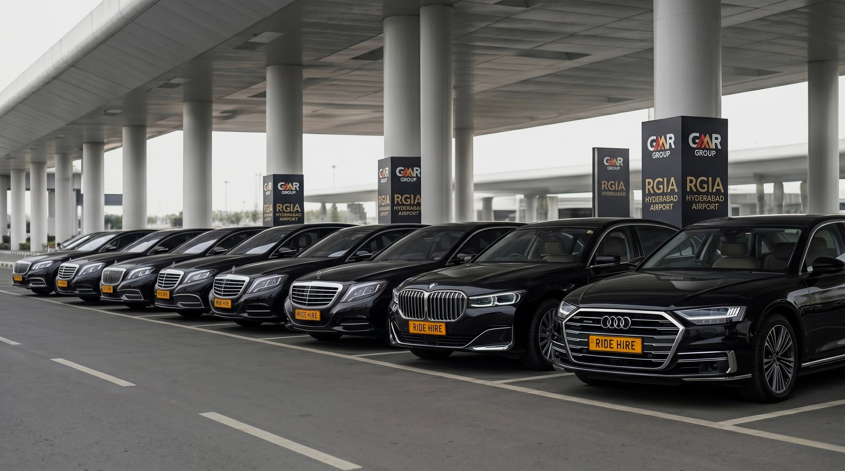 Ridehire premium luxury car fleet — over 60 models for self-drive, chauffeur, airport transfer, and outstation services